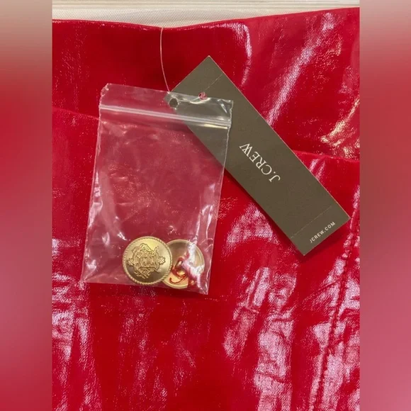 J.CREW Collection Red Laminated Linen Wrap Midi Skirt Size 16 Glossy High Rise - Picture 4 of 15